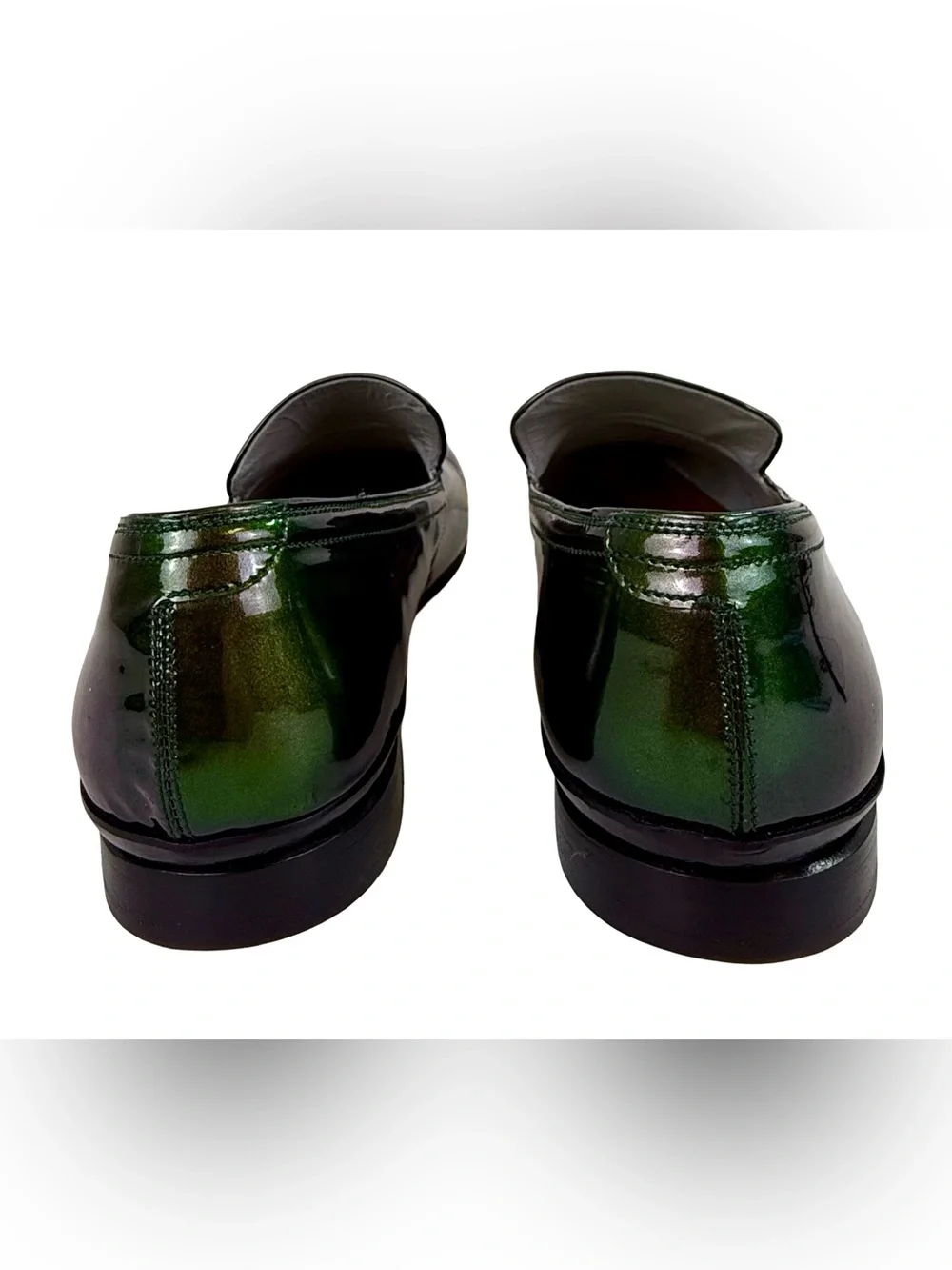 ALEXANDER MCQUEEN SLIP-ON LOAFERS IN METALLIC GREEN PATENT LEATHER